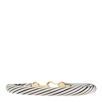 David Yurman Sterling Silver 14K Yellow Gold 7mm Cable Classic Buckle Bracelet 2 of 3