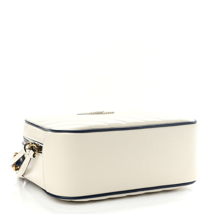 Gucci Vintage Effect Calfskin Matelasse Diagonal Small Torchon GG Marmont Bamboo Top Handle Shoulder Bag Mystic White Blue Agata 4 of 9