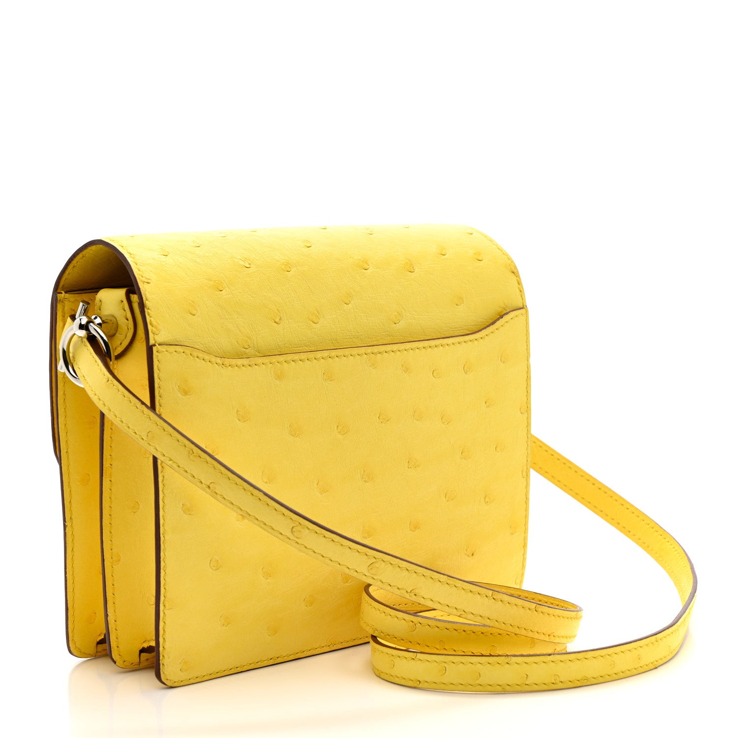 Hermes Ostrich Mini Sac Roulis Jaune Citron 3 of 14