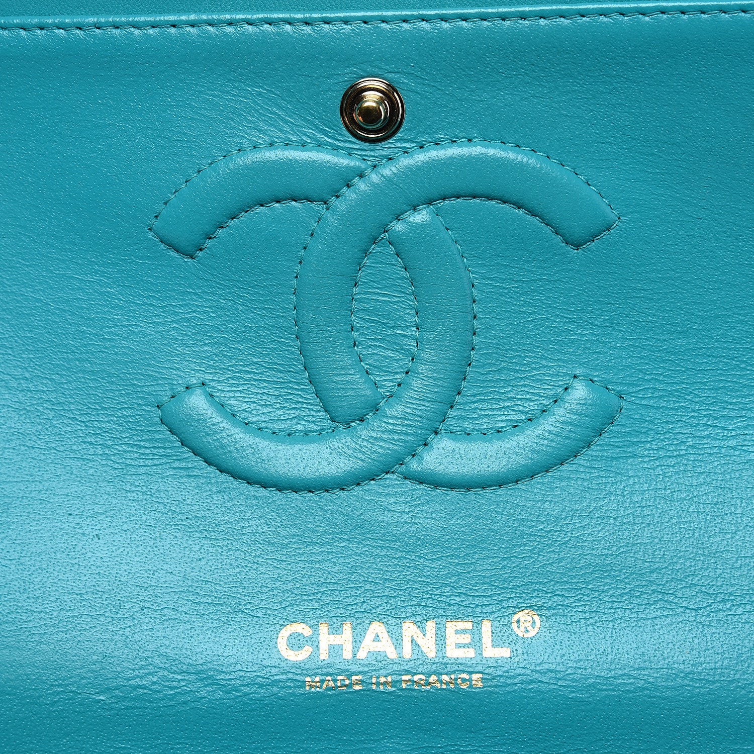 Chanel Lambskin Quilted Medium Double Flap Turquoise 5 of 9