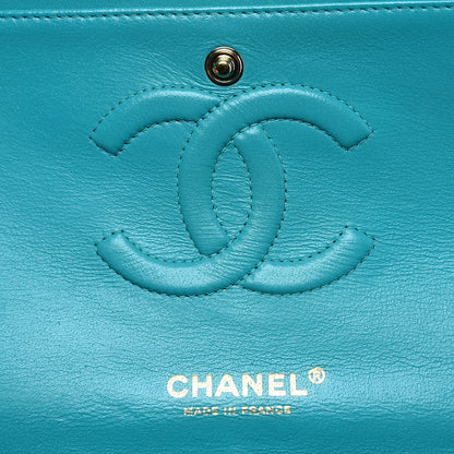 Chanel Lambskin Quilted Medium Double Flap Turquoise 5 of 9