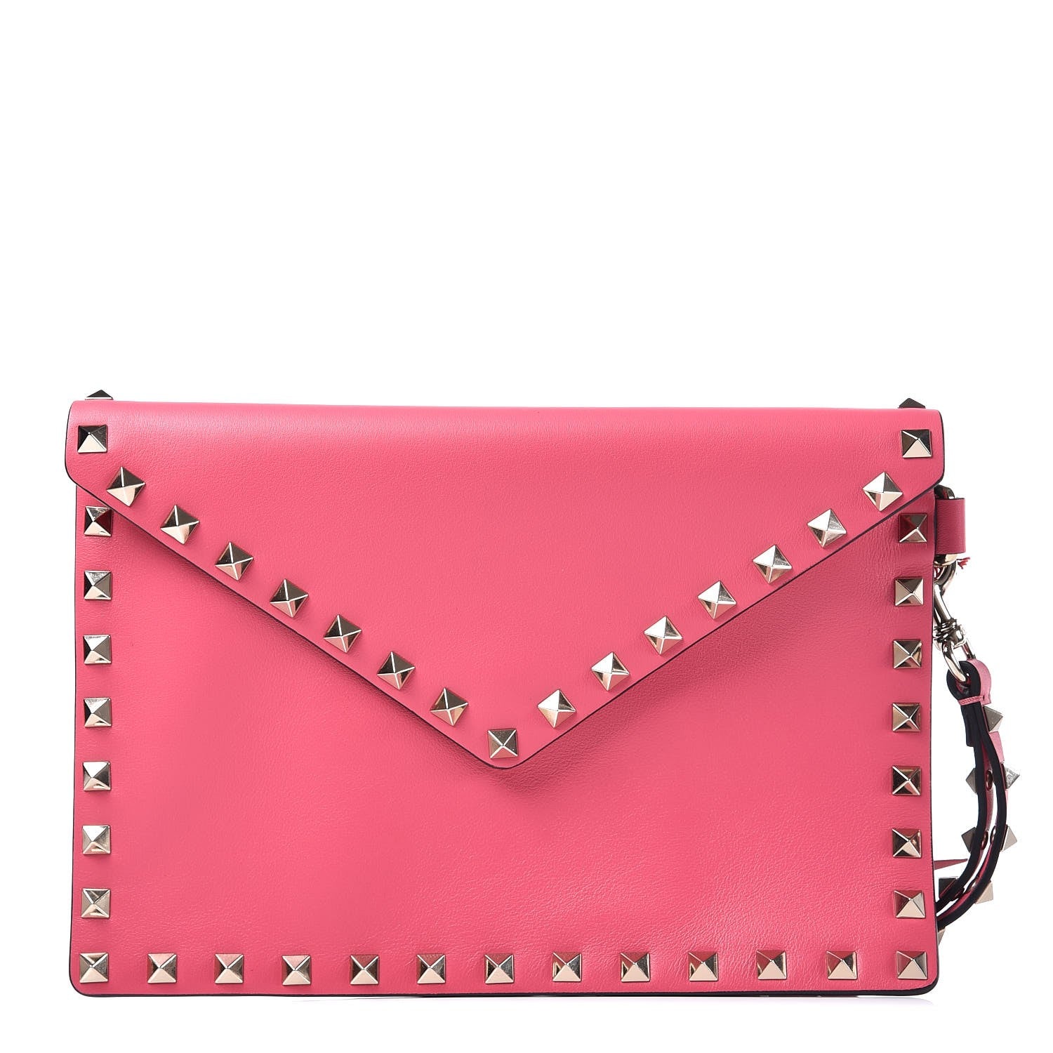 Valentino Garavani Vitello Medium Rockstud Envelope Flat Wristlet Pouch Shadow Pink 1 of 7