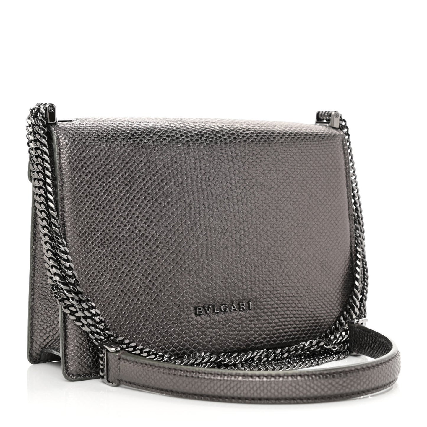 Metallic Karung Serpenti Forever Shoulder Bag Silver