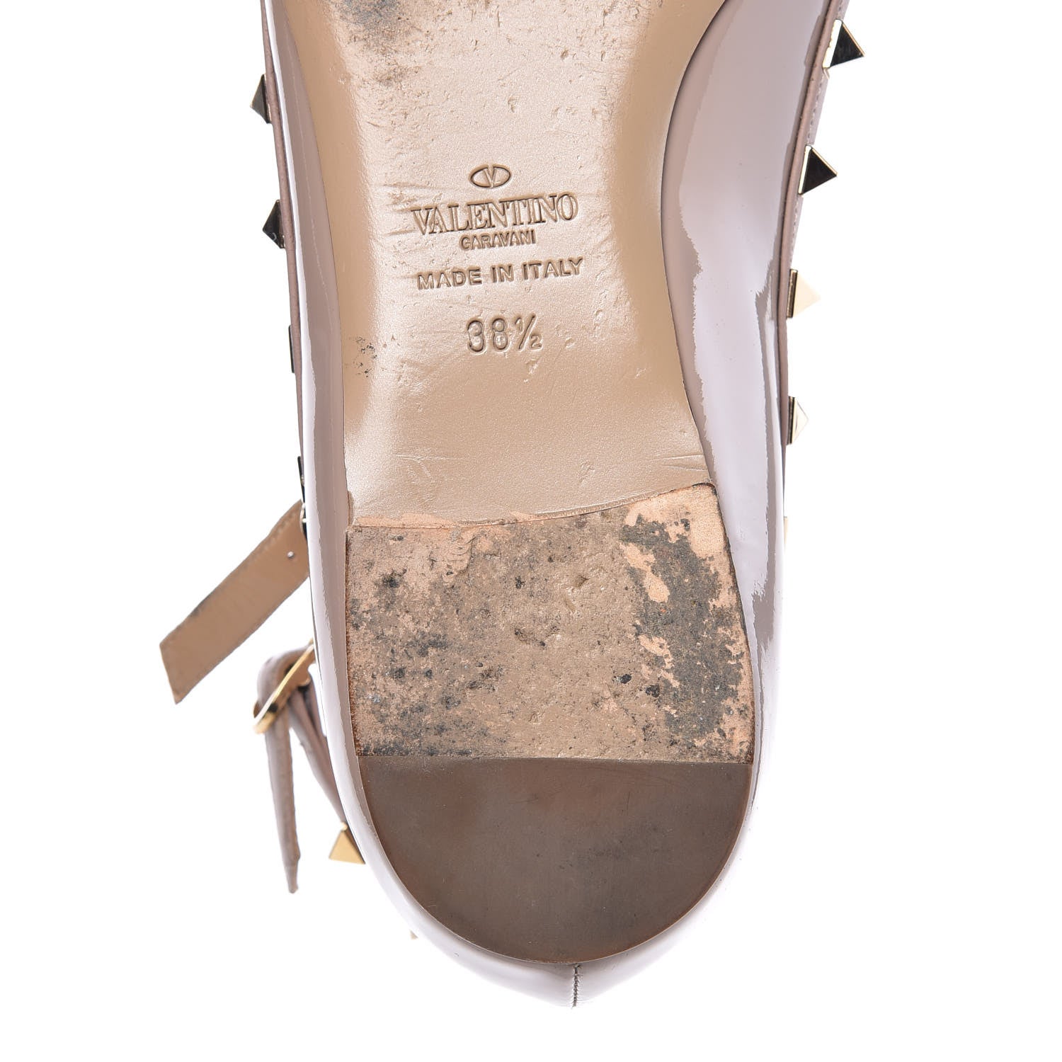 Valentino Garavani Patent Rockstud Cage Ballerina Flats 38.5 Poudre 10 of 12