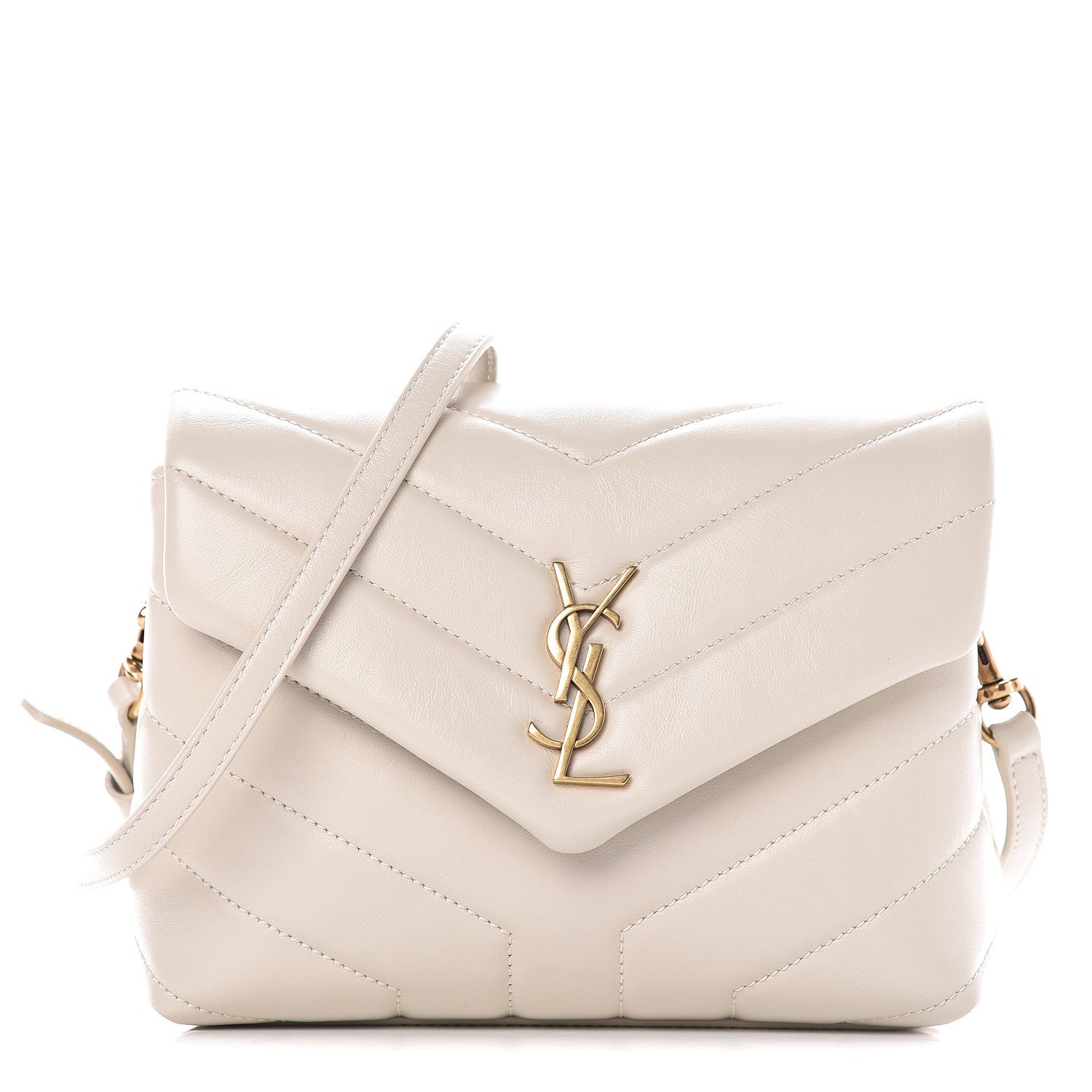 Saint Laurent Calfskin Y Quilted Monogram Toy Loulou Crossbody Bag Crema Soft 1 of 10