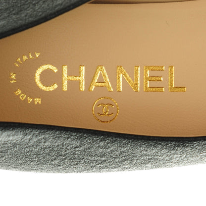 Chanel Metallic Lambskin Cap Toe Ballerina Flats 36 Black 7 of 8