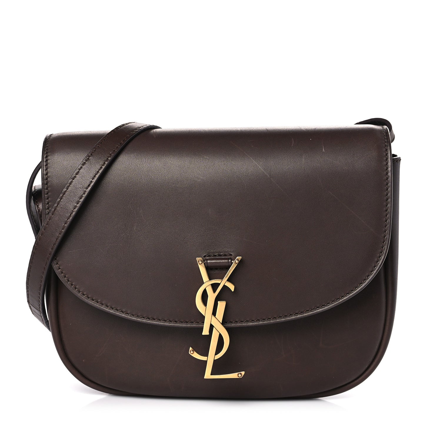 Vintage Calfskin Monogram Medium Kaia Satchel Brown