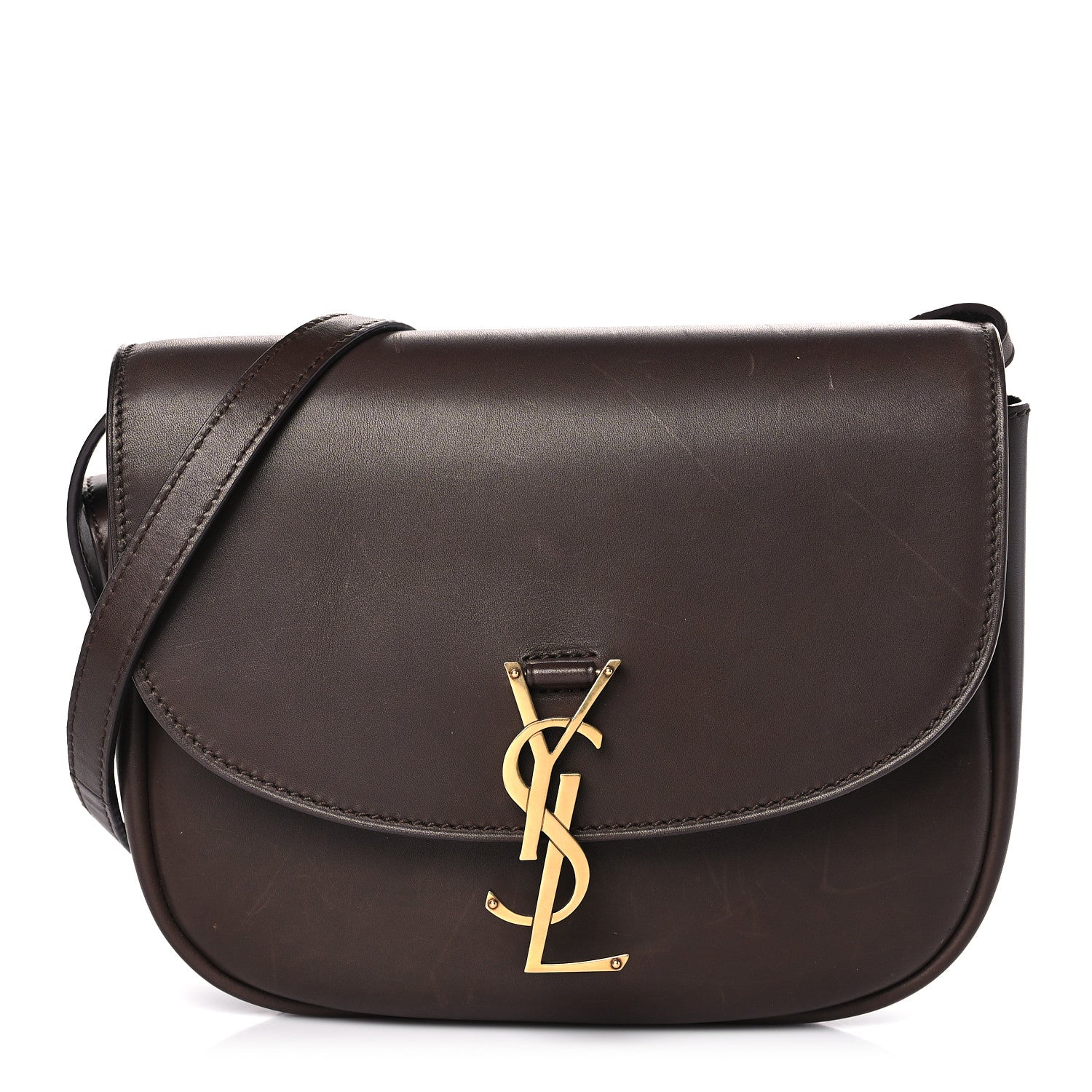 Saint Laurent Vintage Calfskin Monogram Medium Kaia Satchel Brown 1 of 8