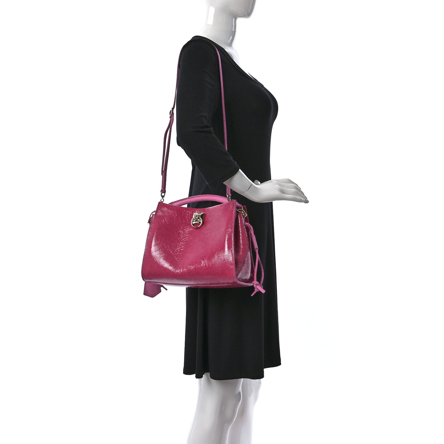 Spongy Patent Calfskin Small Iris Tote Mulberry Pink