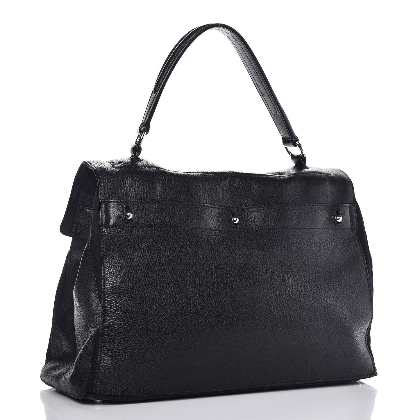 Calfskin Canvas Large Muse Two Black