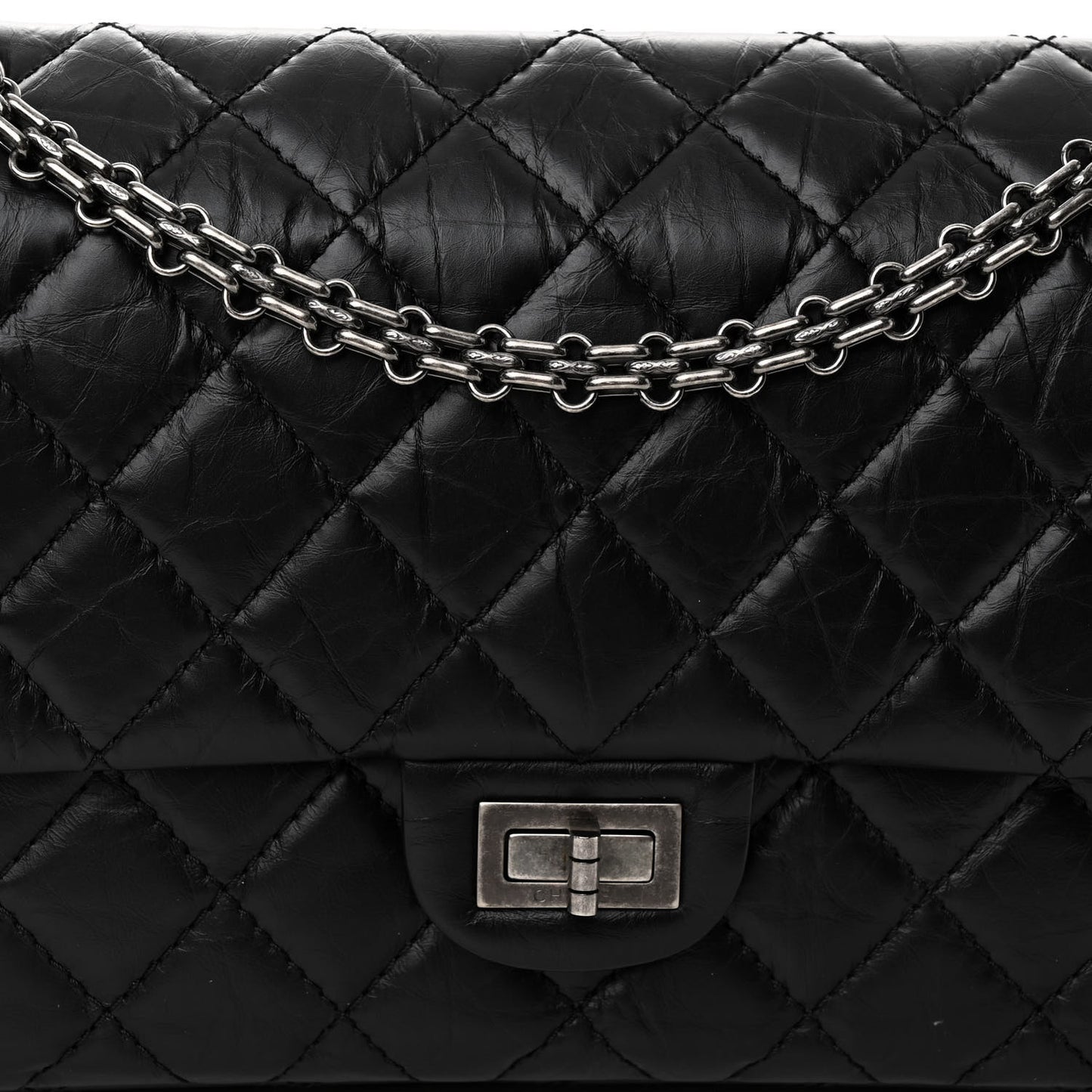 Aged Calfskin Quilted 2.55 Reissue 226 Flap Black
