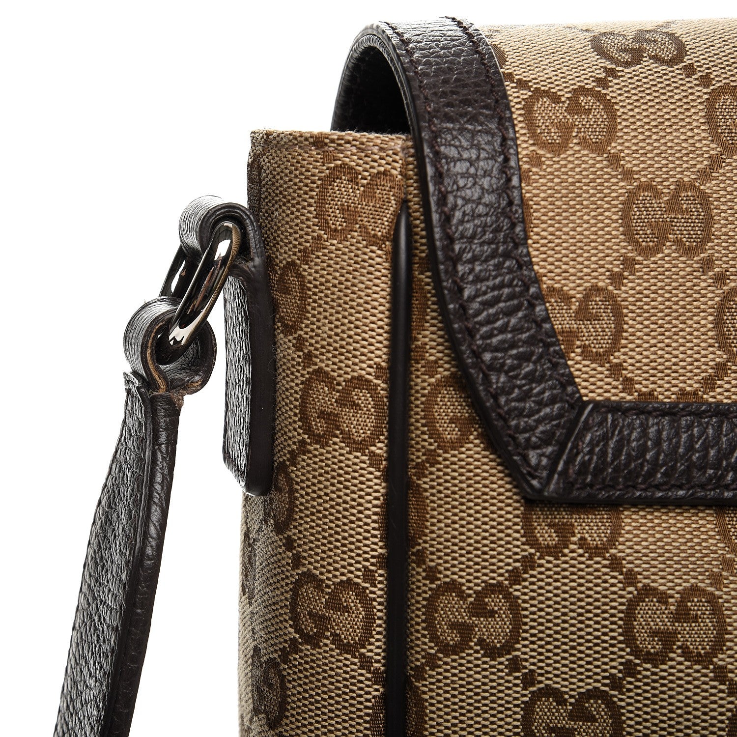 Gucci Monogram Large Flap Messenger Bag Beige Dark Brown 8 of 9