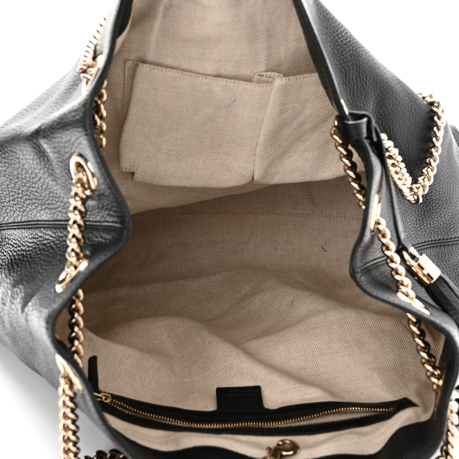 Gucci Pebbled Calfskin Large Soho Chain Shoulder Bag Black 5 of 11