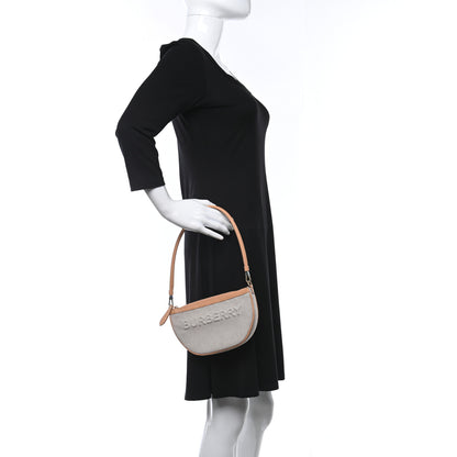 Burberry Canvas Smooth Calfskin Olympia Shoulder Bag Natural Tan 2 of 12