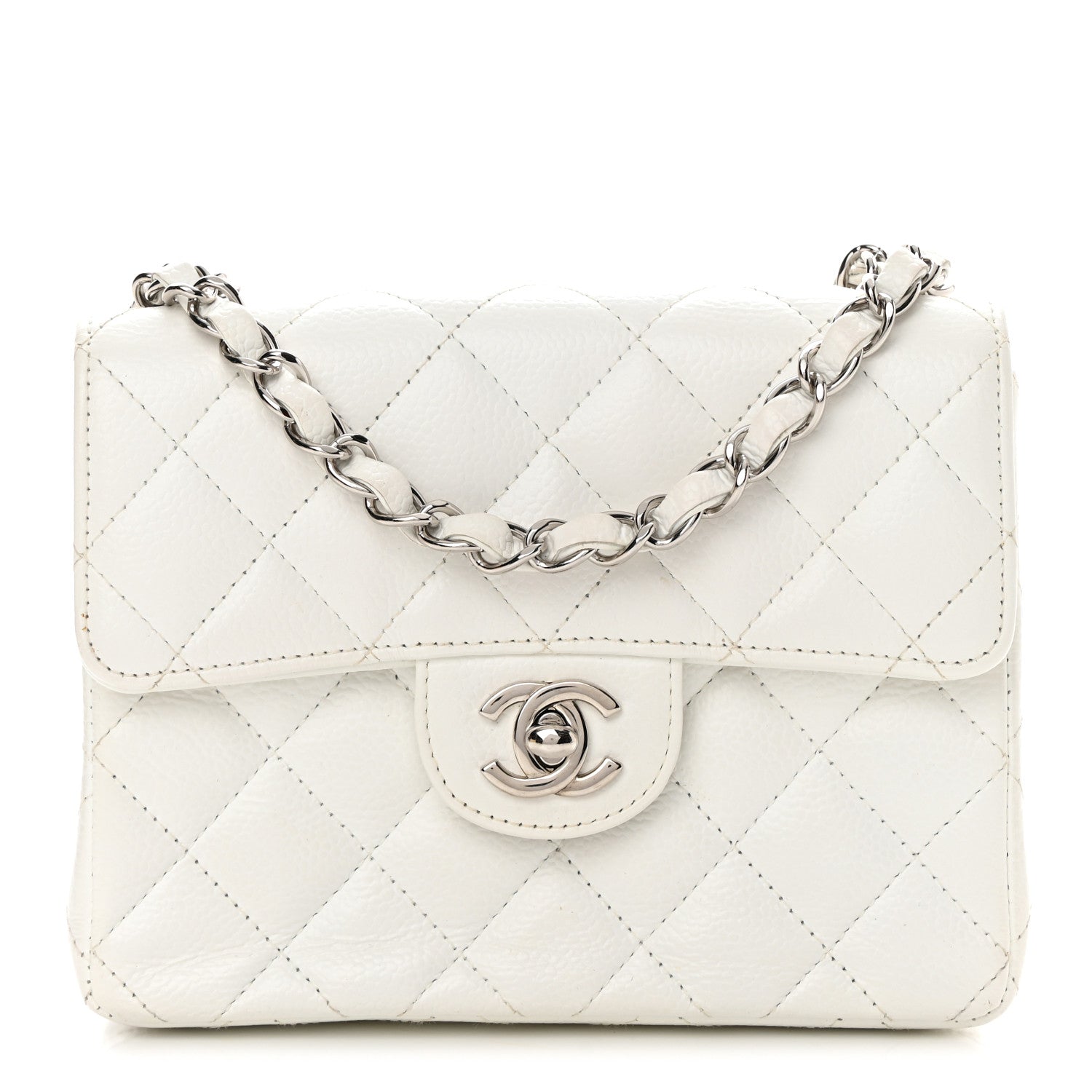 Chanel Caviar Quilted Mini Square Flap White 1 of 17