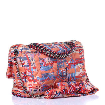Chanel Foulard Fabric Quilted Printed Large Flap Orange 4 of 13