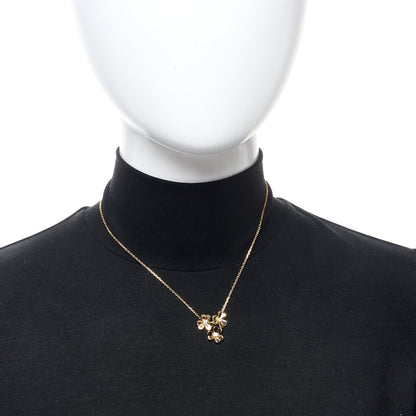 Van Cleef & Arpels 18K Yellow Gold Diamond Mini Frivole 3 Flowers Pendant Necklace 2 of 6