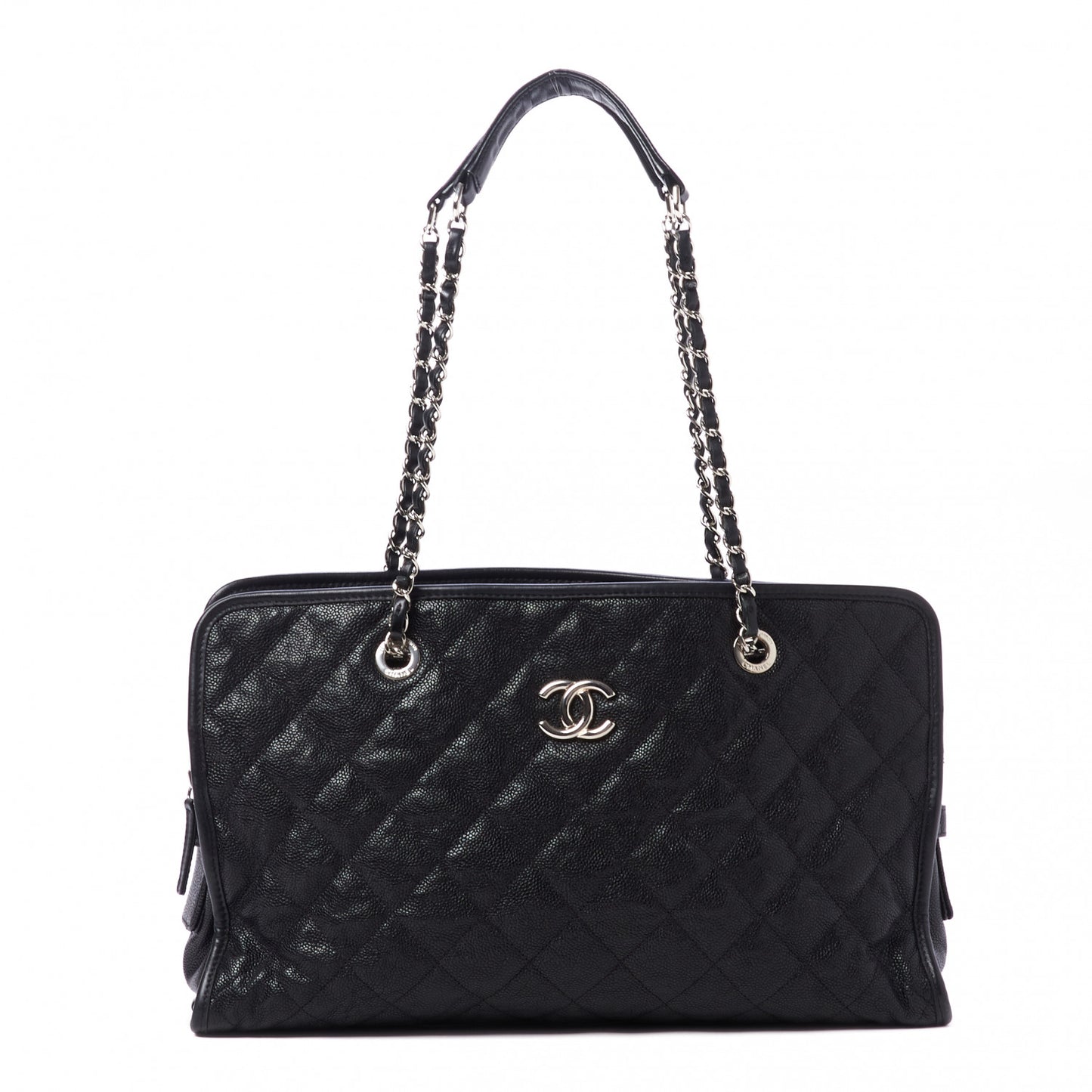 Caviar Quilted French Riviera Tote Black