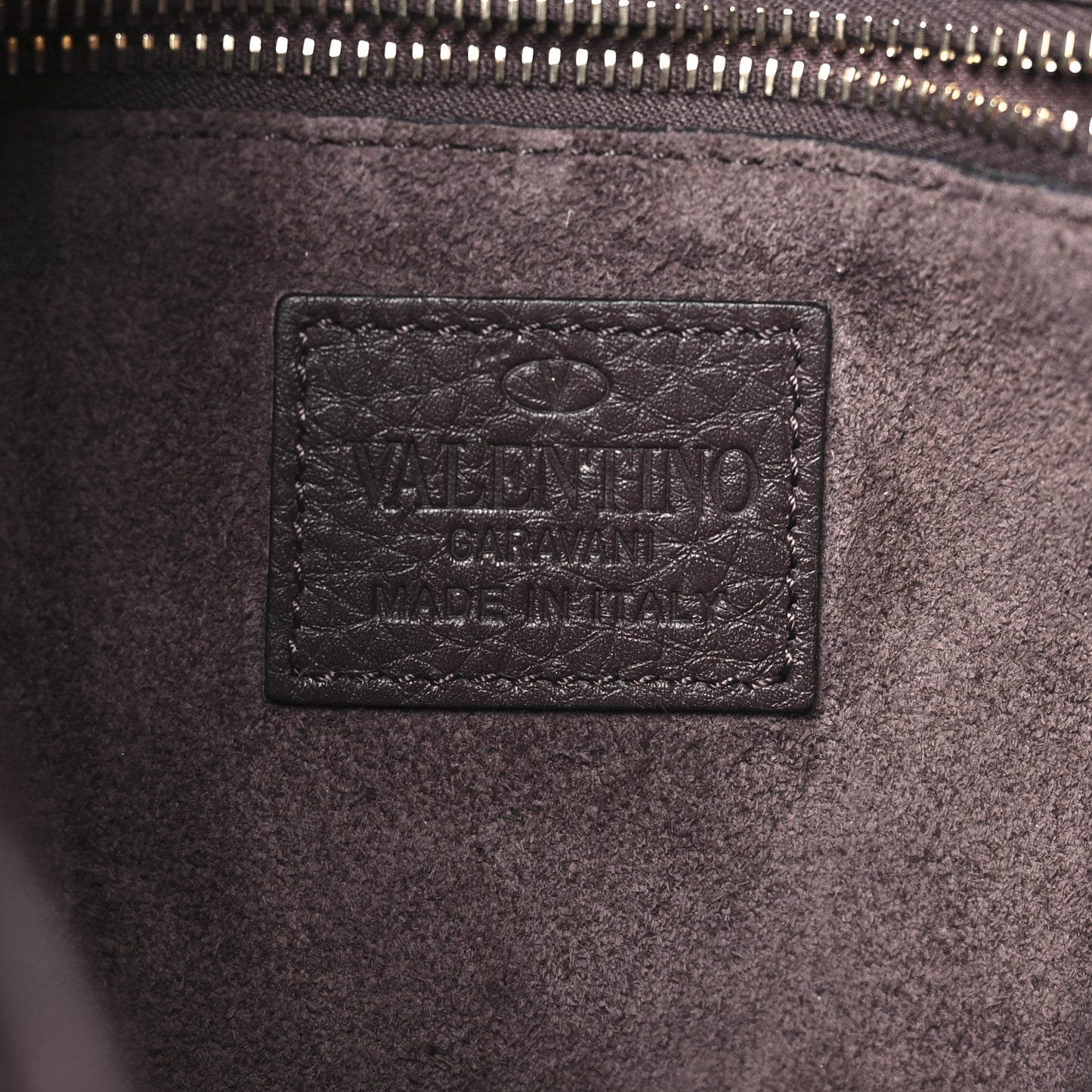 Grained Calfskin Rockstud Bucket Bag Vinaccia