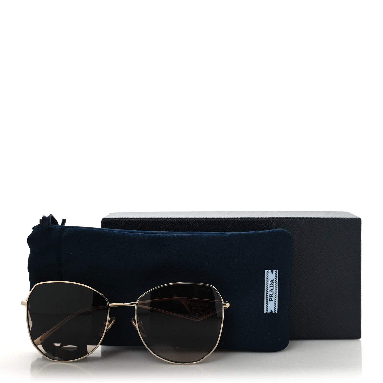Prada Metal Symbole Triangle Logo Sunglasses SPR57YS Anthracite Gray Cammeo Beige 8 of 8
