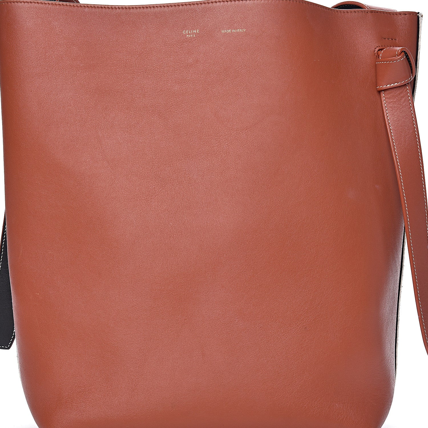 Celine Shiny Smooth Calfskin Zebra Printed Felt Small Twisted Cabas Chalk Brick 28 of 28