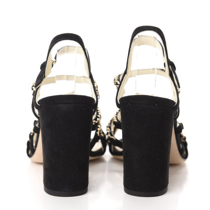 Chanel Suede Chain Sandals 40.5 Black 5 of 10