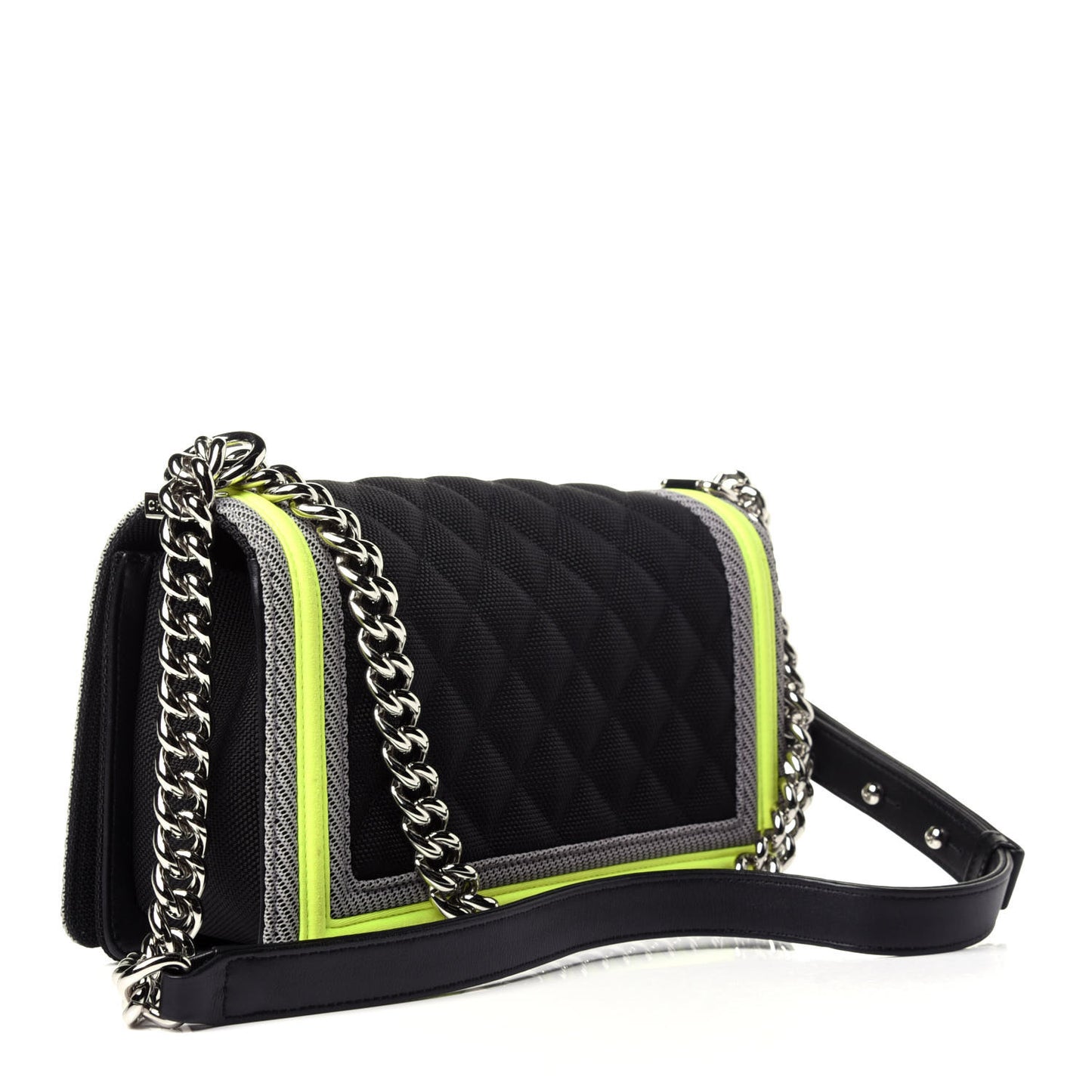 Canvas Quilted Medium Fluo Boy Flap Black Grey Yellow