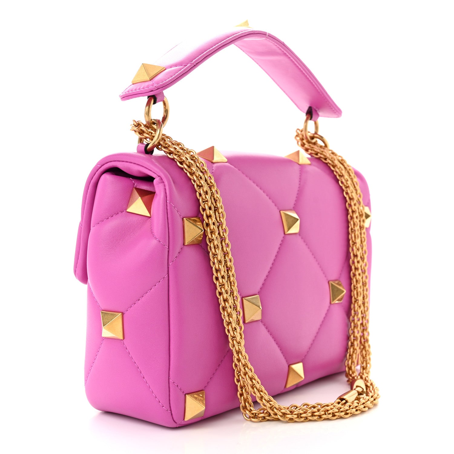 Valentino Garavani Nappa Large Roman Stud Shoulder Bag Radiant Orchid 3 of 10
