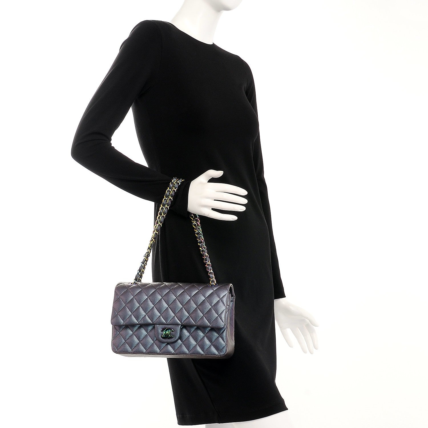 Chanel Iridescent Goatskin Quilted Medium Double Flap Purple 2 of 9