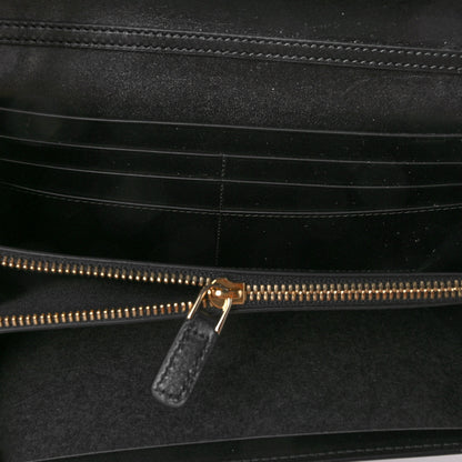Bulgari Metallic Calfskin Striped Serpenti Forever Chain Wallet Silver Black 4 of 5