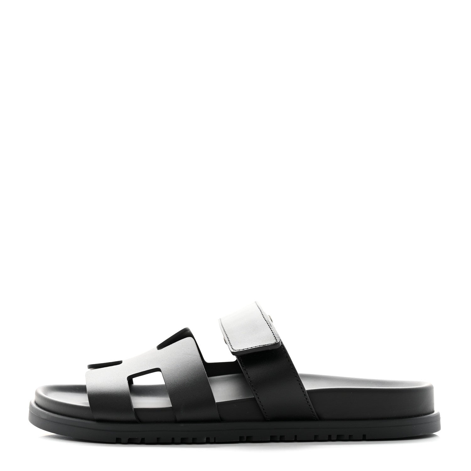Hermes Calfskin Womens Chypre Sandals 38 Black 1 of 9