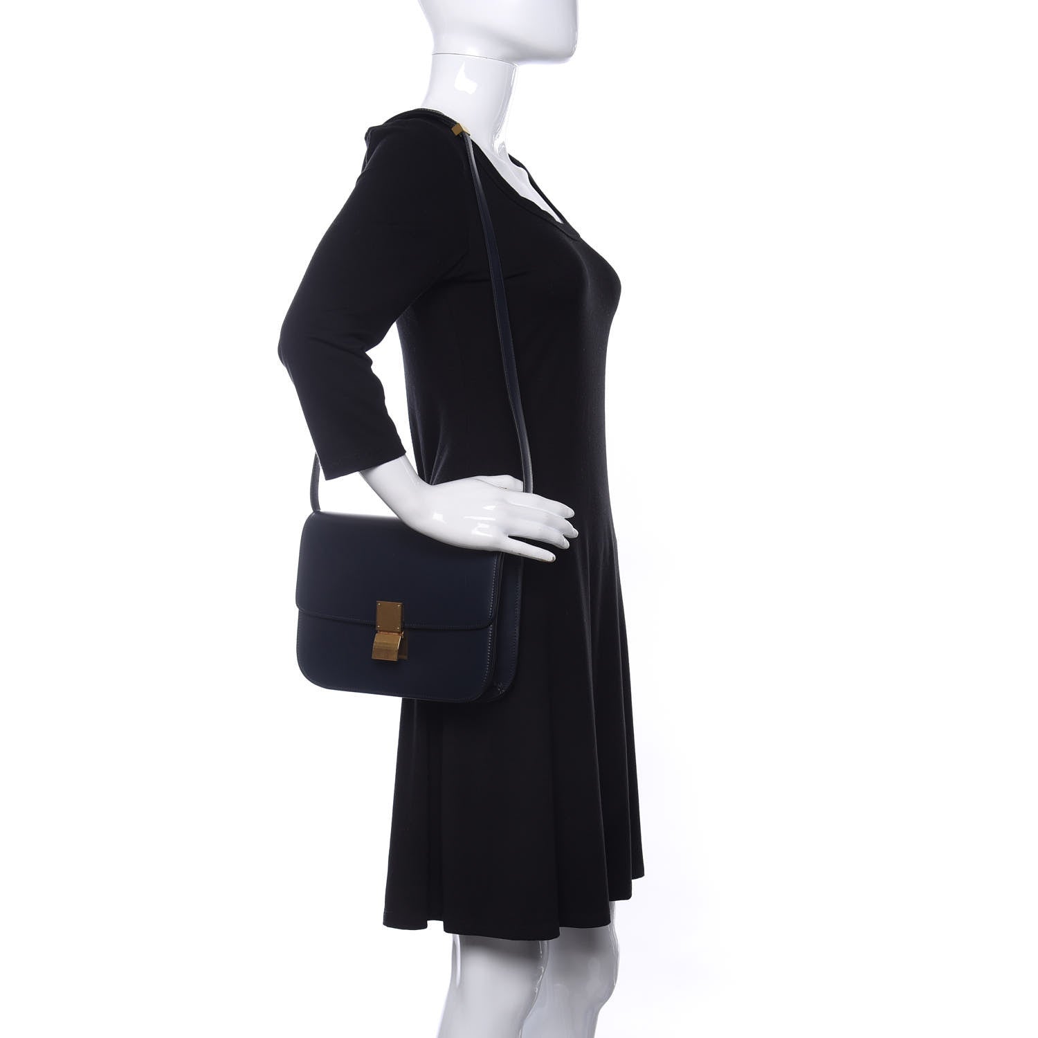 Celine Box Calfskin Medium Classic Box Flap Bag Navy 2 of 10