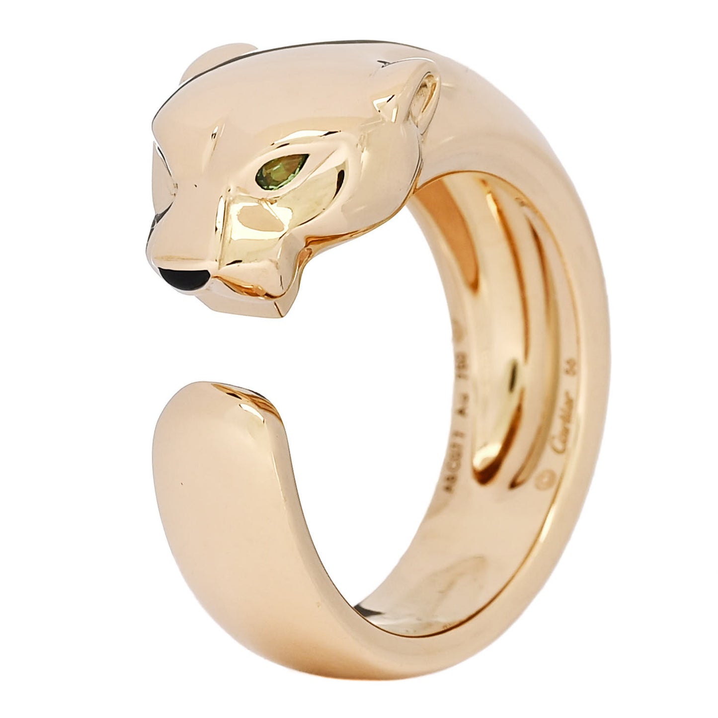 18K Yellow Gold Tsavorite Onyx 11mm Panthere De Cartier Ring 56 7.5