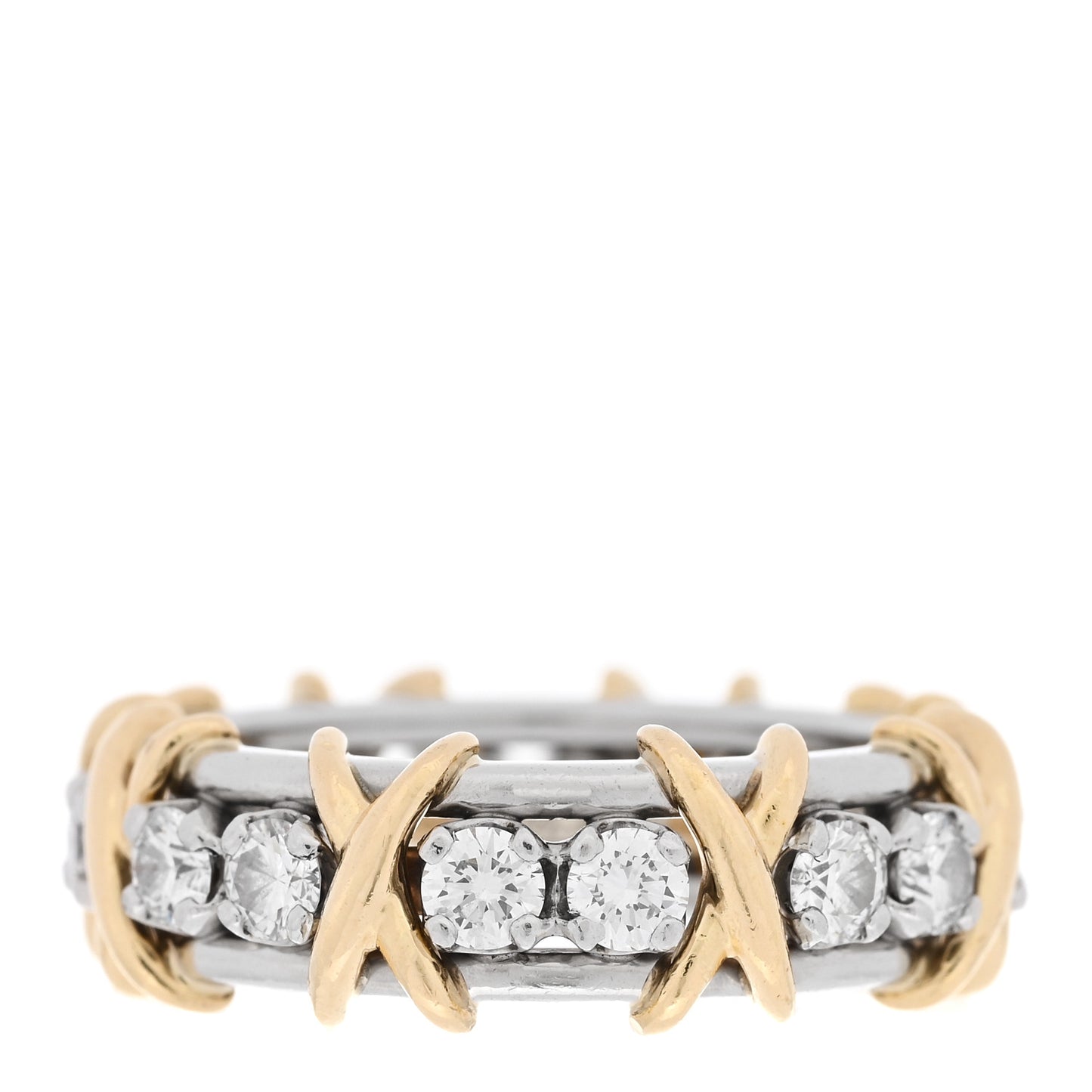 Platinum 18K Yellow Gold Diamond Schlumberger Sixteen Stone Ring 52 6