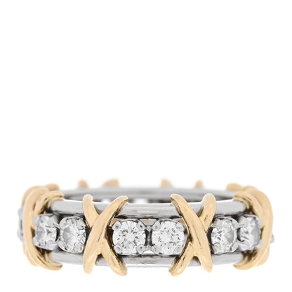 Tiffany Platinum 18K Yellow Gold Diamond Schlumberger Sixteen Stone Ring 52 6 1 of 7
