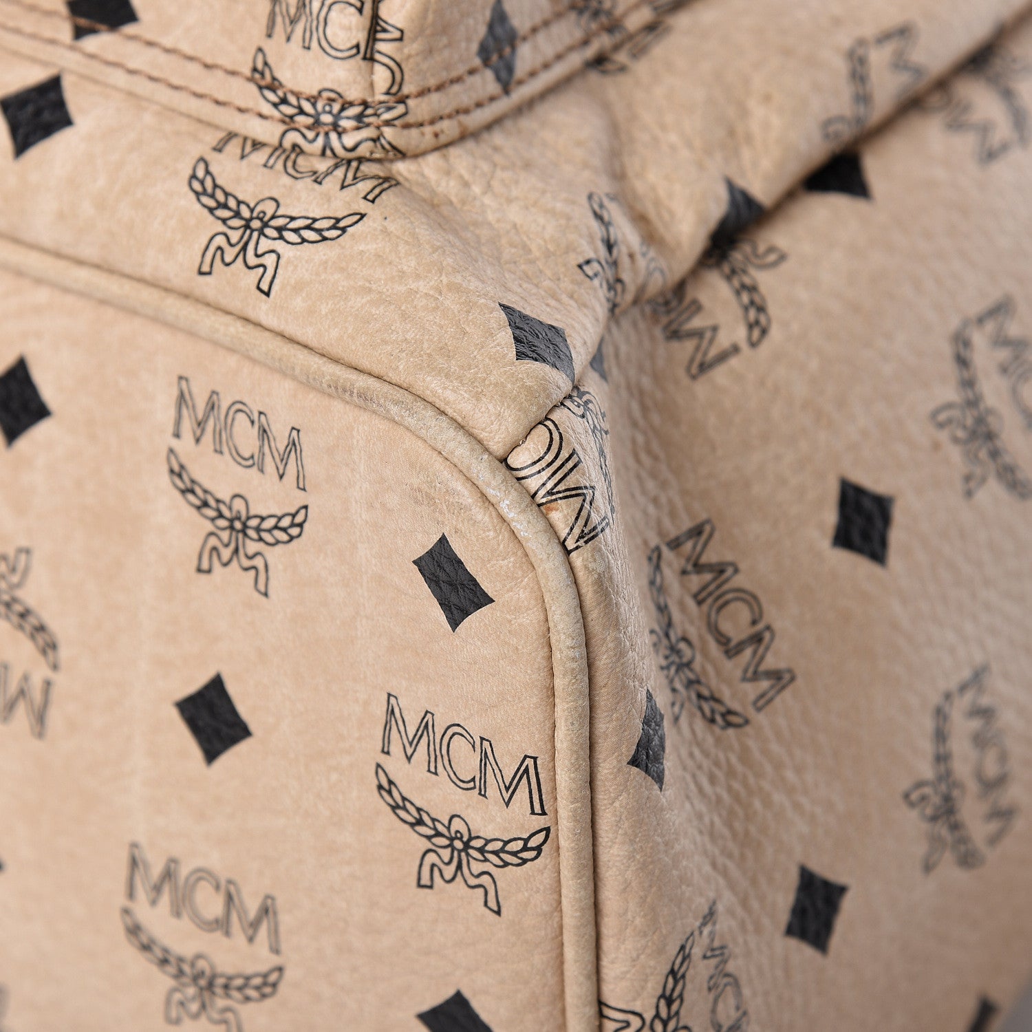 MCM Visetos Medium Studded Stark Backpack Beige 13 of 19