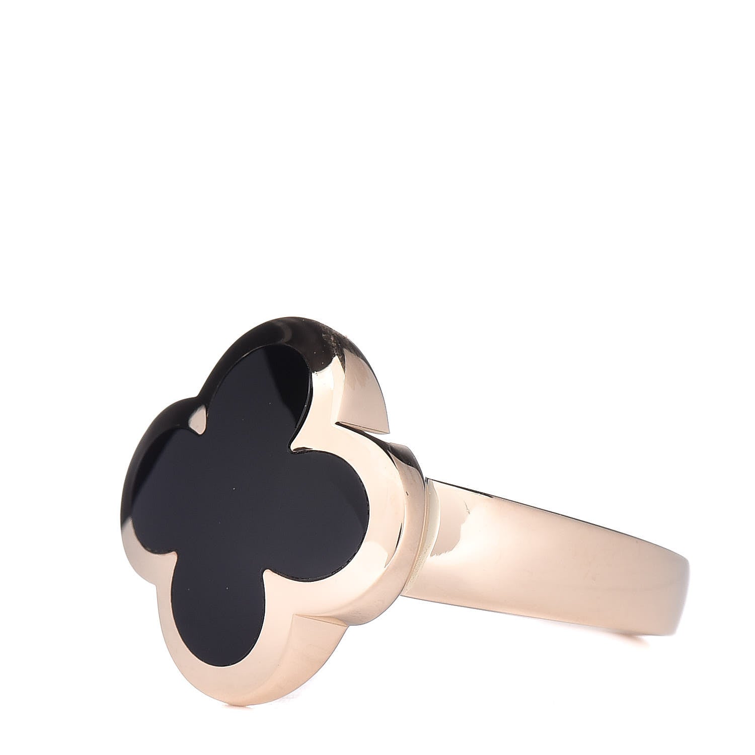 Van Cleef & Arpels 18K Yellow Gold Black Onyx Pure Alhambra Ring 50 5.25 3 of 7