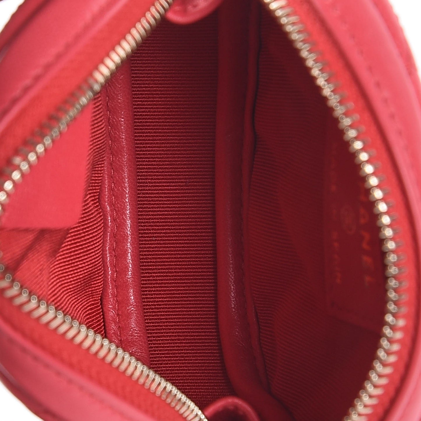 Lambskin Quilted Zip Around Classic Coin Purse Light Red