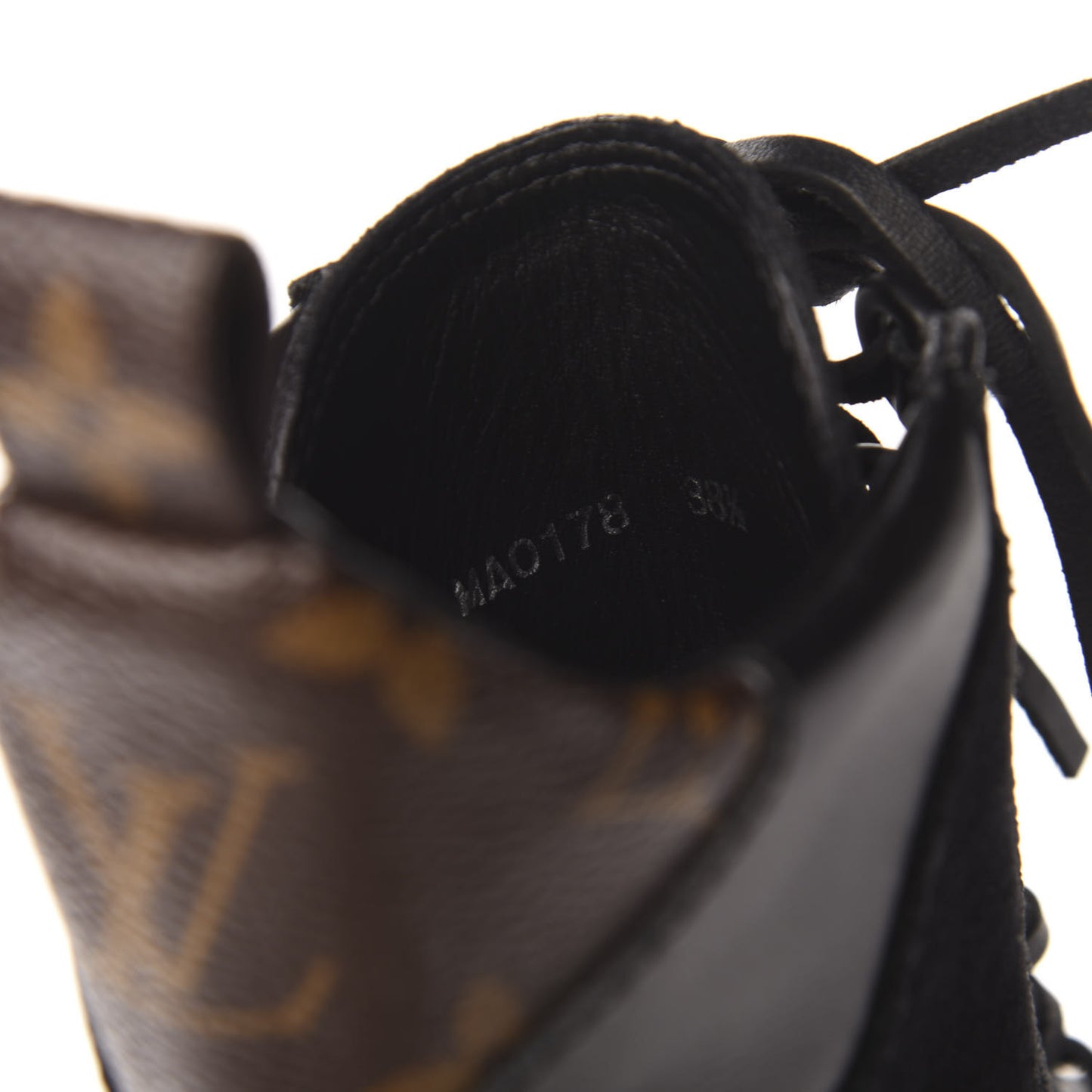 Suede Calfskin Monogram LV Black Heart Laureate Platform Desert Boots 38.5 Black