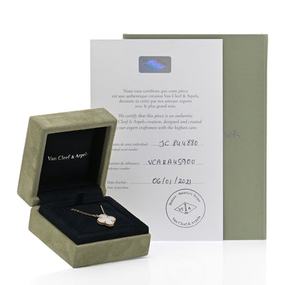 Van Cleef & Arpels 18K Yellow Gold Mother of Pearl Vintage Alhambra Pendant Necklace 6 of 6