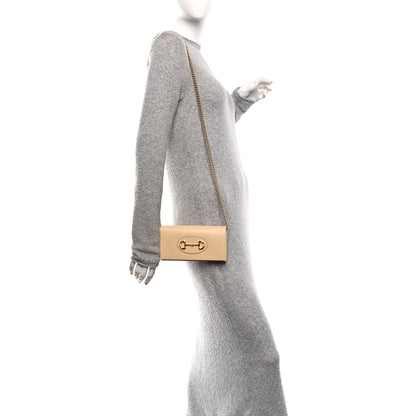 Gucci Boarded Plutone Calfskin Horsebit 1955 Wallet On Chain Bubble Tea 2 of 11