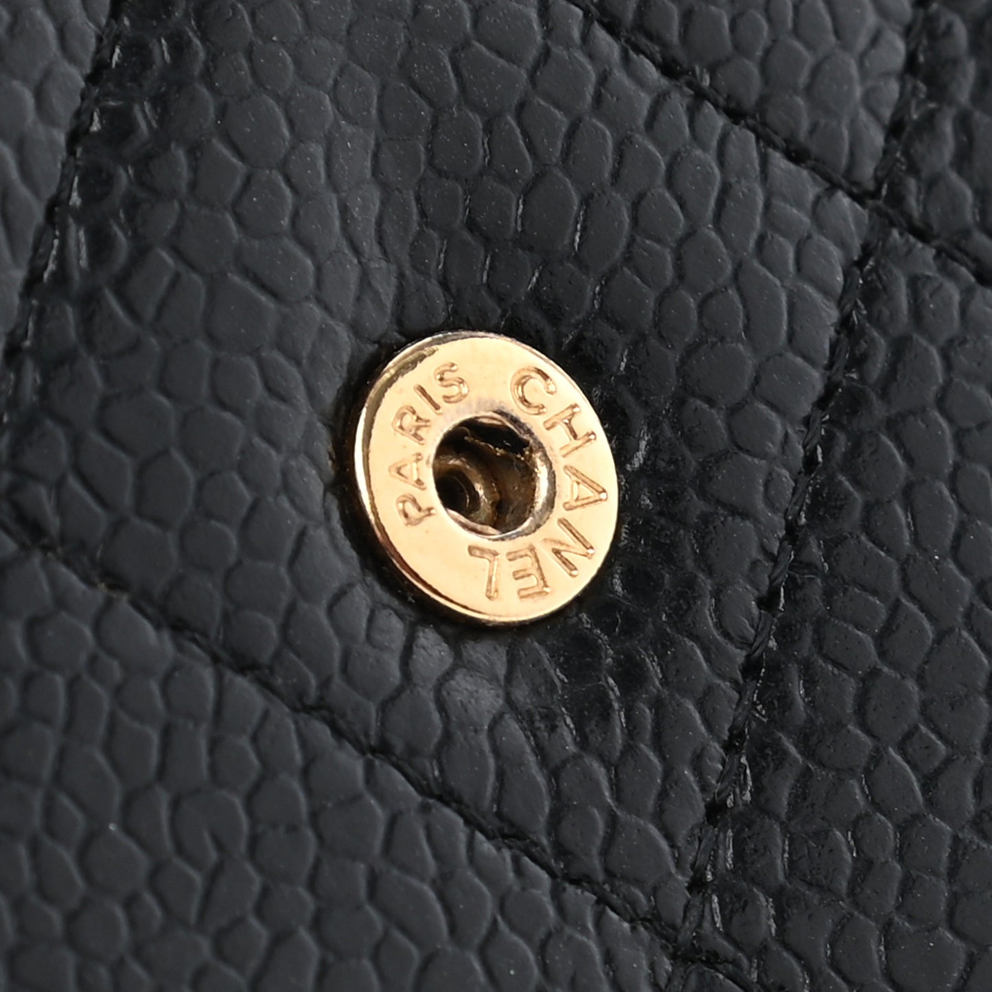 Caviar Quilted Large Gusset Flap Wallet Black