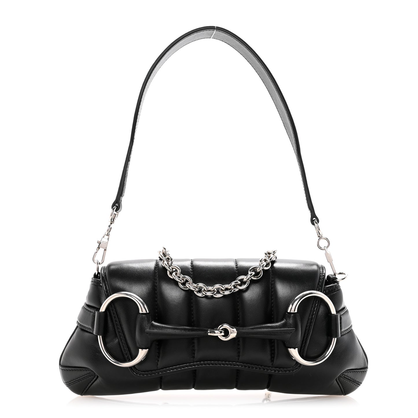 Nappa Vertical Matelasse Small Maxi Horsebit Chain Shoulder Bag Black