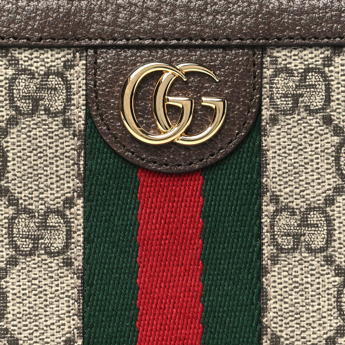 GG Supreme Monogram Web Ophidia Zip Around Wallet Brown