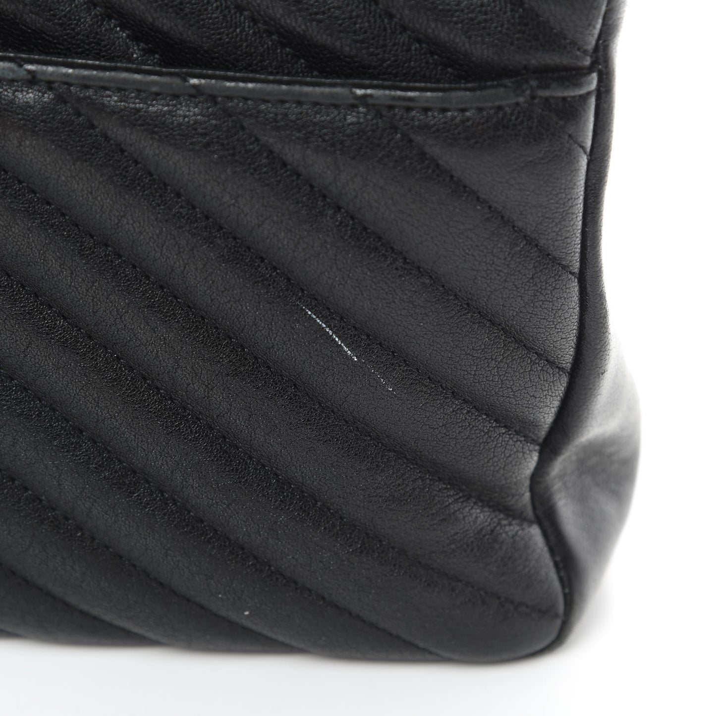 Sheepskin Matelasse Chevron Monogram Medium College Bag Black