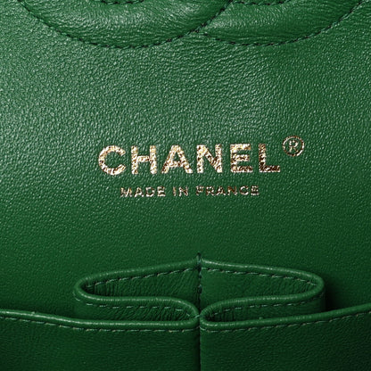 Chanel Tweed Quilted Medium Double Flap Green Multicolor 6 of 10