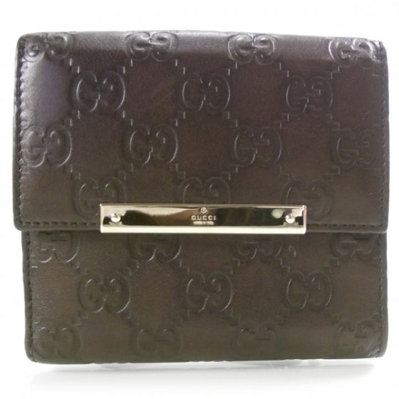 Gucci Guccissima Metal Bar French Flap Wallet Brown 1 of 10