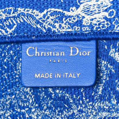Christian Dior Canvas Embroidered Medium Dioriviera Toile De Jouy Book Tote Fluorescent Blue 6 of 8