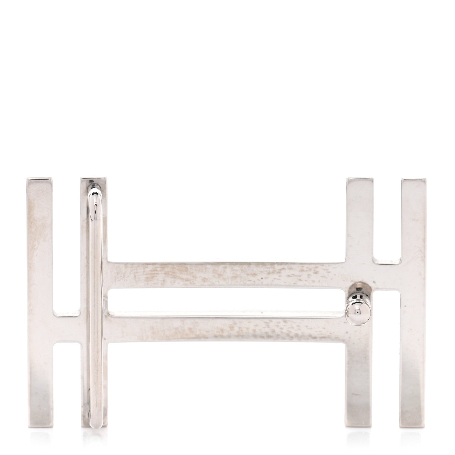 Hermes Palladium Au Carre 32mm Double H Belt Buckle 3 of 5