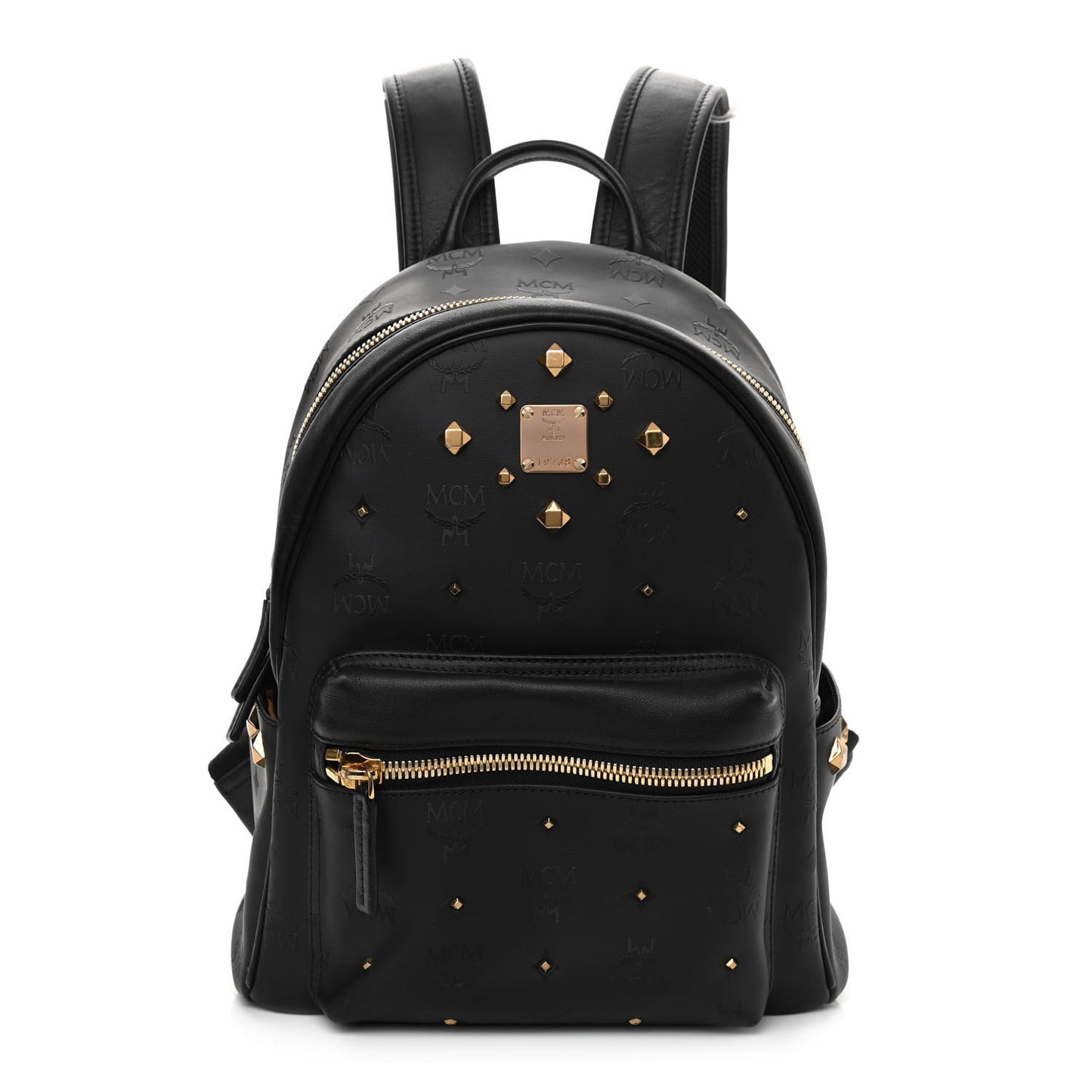 Coated Canvas Medium Studded Backpack Black